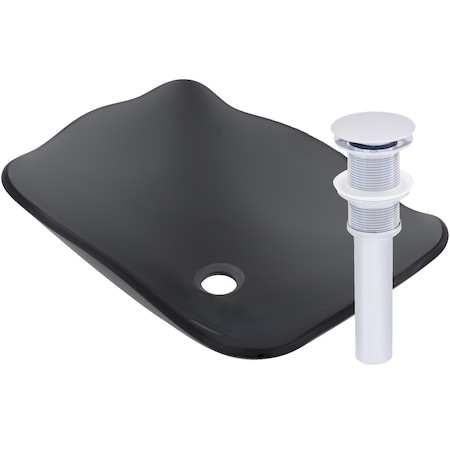 Novatto RETTANGOLARE Glass Vessel Bathroom Sink Set, Chrome TIS-317GCH